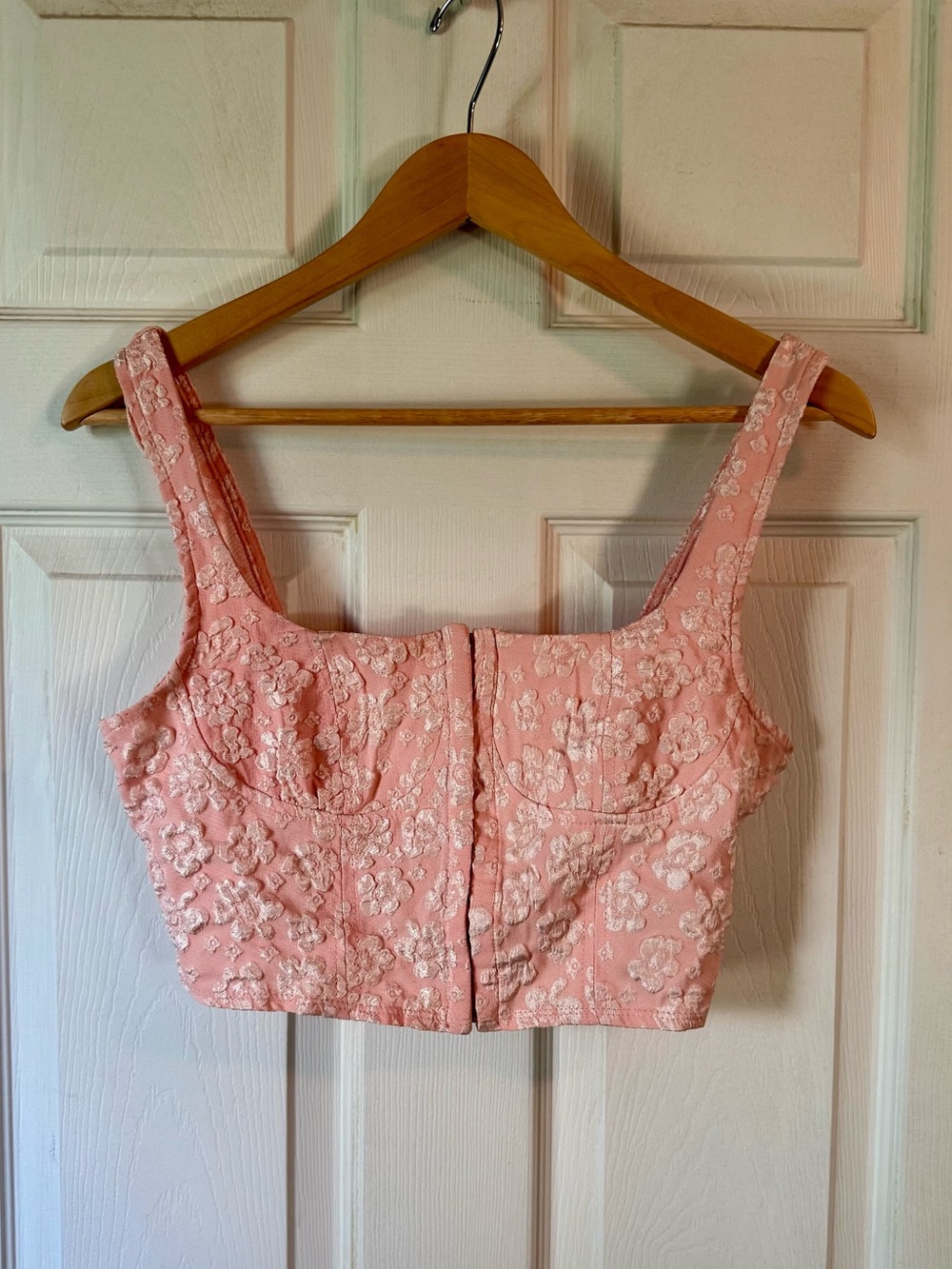 Pink Embroidered Bustier Top
